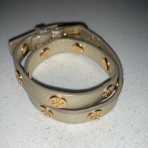 Tory Burch double wrap logo stud bracelet